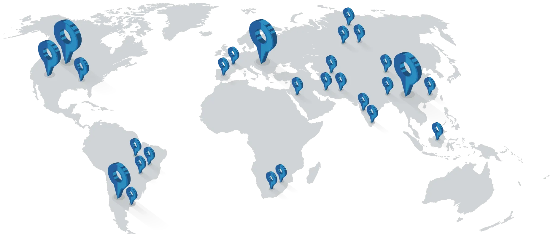 Mapa mundial con presencia de Senfeng